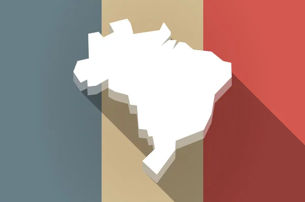 Long shadow flag of France vector icon with  a map of Brazil — Stock Vector