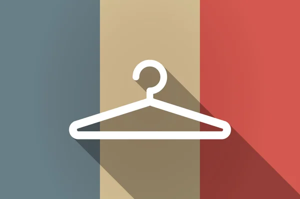 Long shadow flag of France vector icon with a hanger — Stock Vector