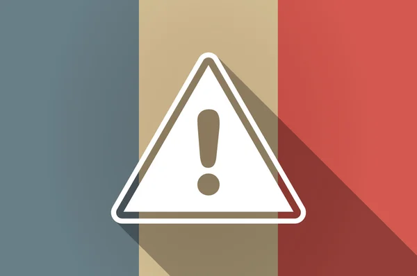 Bandeira de sombra longa de ícone de vetor de França com um sinal de aviso — Vetor de Stock