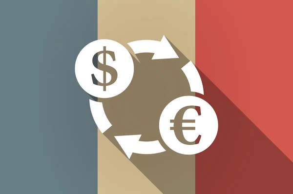 Lange schaduw vlag van Frankrijk vector pictogram met een dollar-euro-exchan — Stockvector