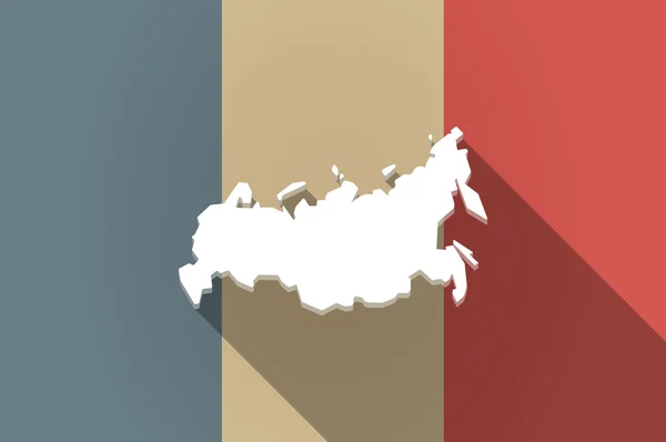 Векторная иконка с длинным теневым флагом Франции на карте России — стоковый вектор