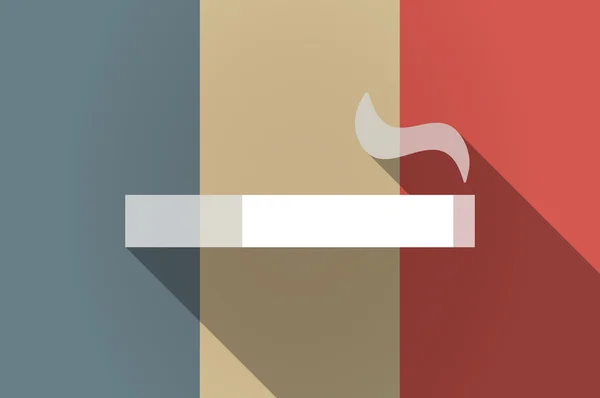 Bandera de sombra larga de Francia vector icono con un cigarrillo — Vector de stock