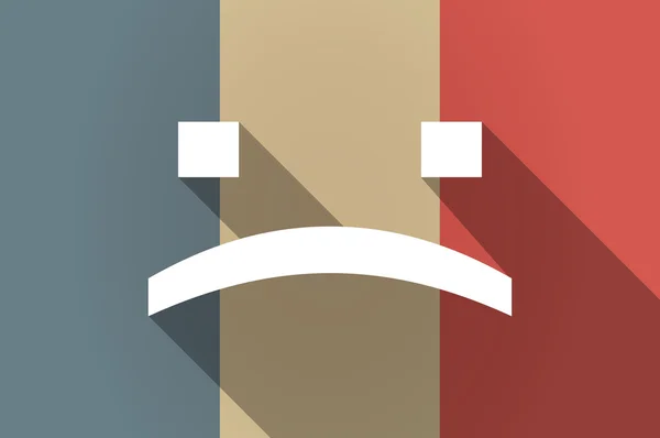 Lange schaduw vlag van Frankrijk vector pictogram met een triest tekst gezicht — Stockvector