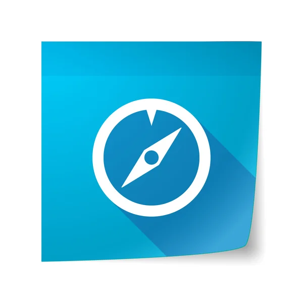 Long shadow vector sticky note icon with a compass — Stock Vector