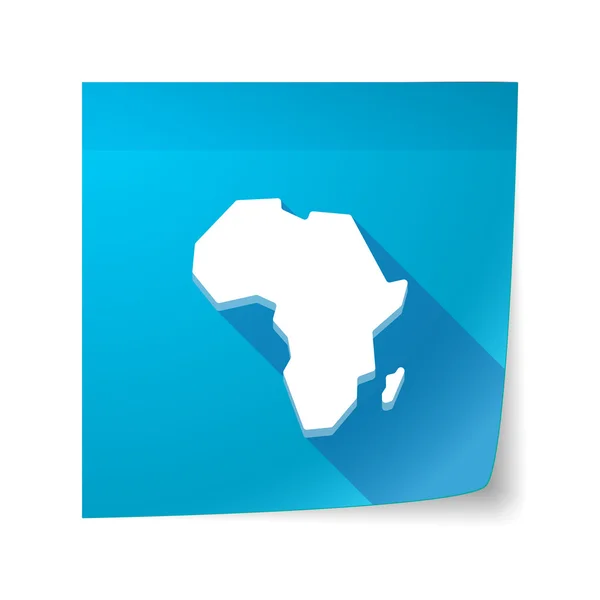 Vector de sombra largo pegajoso icono de la nota con un mapa de la c africana — Vector de stock