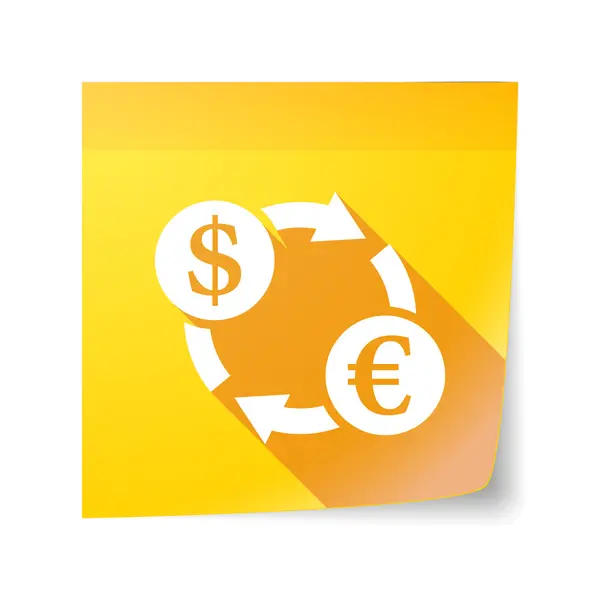 Dlouhý stín vektor rychlé poznámky ikona s výměnou eura dolaru — Stockový vektor