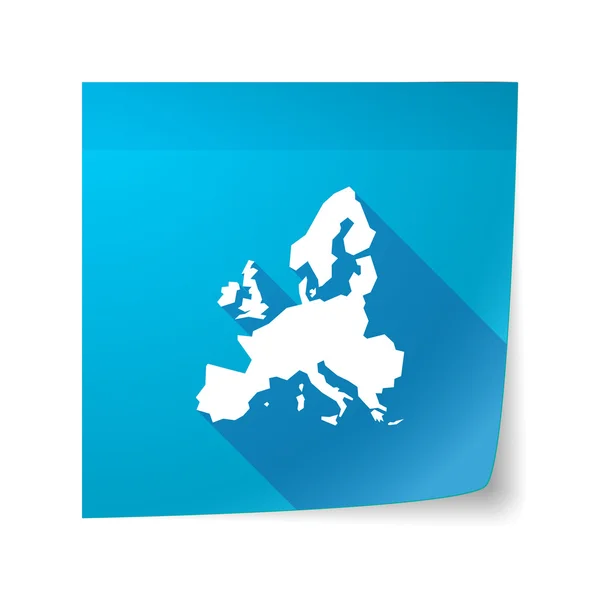 Langer Schatten Vektor Haftnotizsymbol mit einer Europakarte — Stockvektor