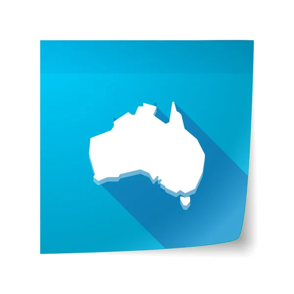 オーストラリアの地図とに、ベクトルの付箋アイコンの影が長い — ストックベクタ