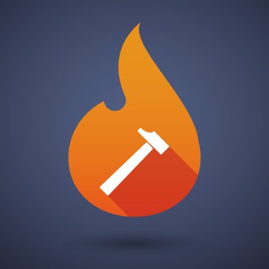 Uzun gölge vektör alev simgesi bir çekiç ile