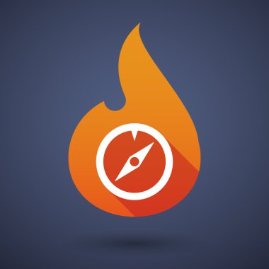 Uzun gölge vektör alev simgesi bir pusula ile