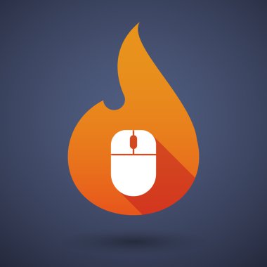 Uzun gölge vektör alev simgesi ile bir kablosuz fare