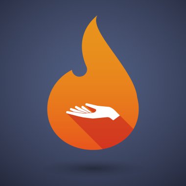 Uzun gölge vektör alev simgesi bir el sunan