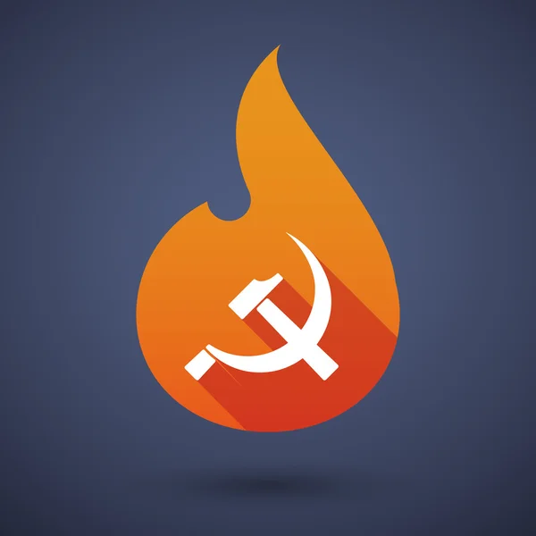 Lange Schatten Vektor Flammensymbol mit dem kommunistischen Symbol — Stockvektor