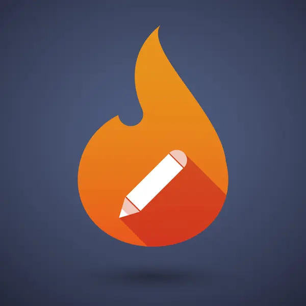 Lunghe icone fiamma vettoriale ombra con una matita — Vettoriale Stock