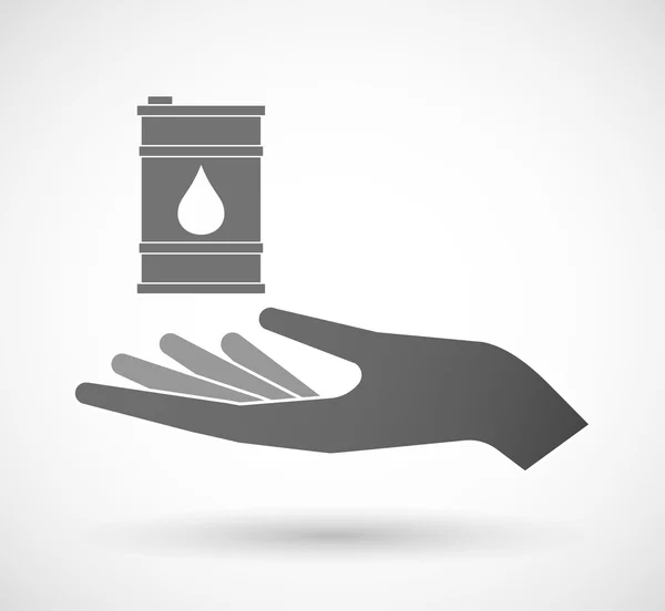 Izolované vektor ruka dává za barel ropy — Stockový vektor