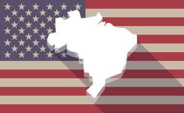 Uzun gölge vektör ABD bayrağı simgesi ile Brezilya Haritası