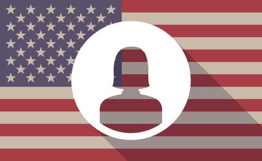 Uzun gölge vektör ABD bayrağı simgesi bir kadın avatar ile