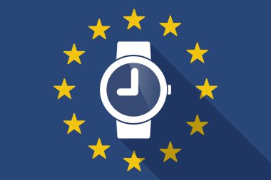 Avrupa Birliği uzun gölge bayrağı ile kol saati