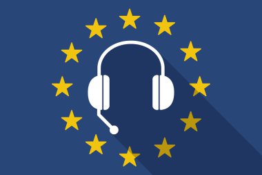 Avrupa Birliği uzun gölge bayrak bir el ile Ücretsiz telefon aygıt