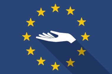 Avrupa Birliği uzun gölge bayrak bir el sunan