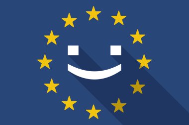 Avrupa Birliği uzun gölge bayrak bir gülümseme metin yüz