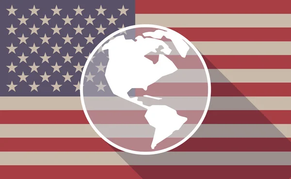 Καιρό σκιά διάνυσμα εικονίδιο σημαίας ΗΠΑ με μια Αμερική περιοχή κόσμο gl — Διανυσματικό Αρχείο