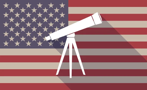 Uzun gölge vektör bir teleskop ile ABD bayrağı simgesi — Stok Vektör