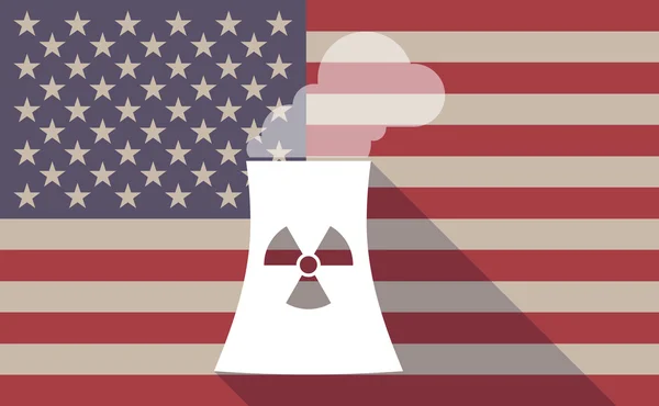 Długi cień wektor ikonę flagi Usa z elektrowni jądrowej — Wektor stockowy