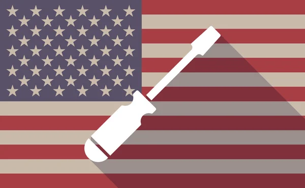 เวกเตอร์เงายาว ไอคอนธงสหรัฐอเมริกาที่มีไขควง — ภาพเวกเตอร์สต็อก