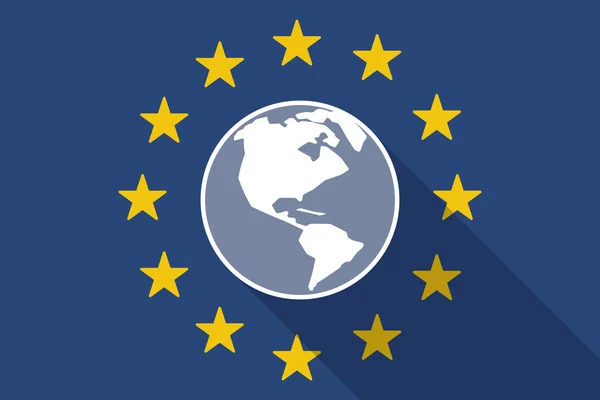 Flaga Unii Europejskiej długi cień z Ameryki regionu świata gl — Wektor stockowy