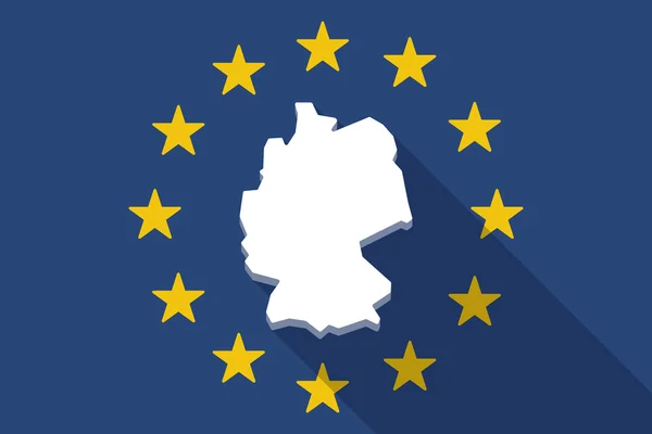 Σημαία της Ευρωπαϊκής Ένωσης πολύ σκιά με έναν χάρτη της Γερμανίας — Διανυσματικό Αρχείο