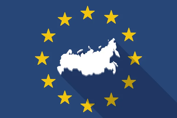 Σημαία της Ευρωπαϊκής Ένωσης πολύ σκιά με ένα χάρτη της Ρωσίας — Διανυσματικό Αρχείο