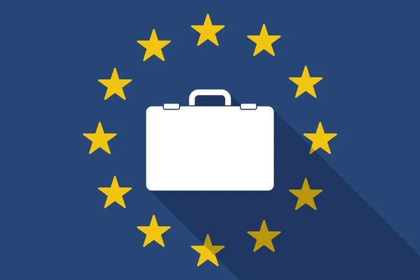 European Union  long shadow flag with  a breiefcase — Stock Vector