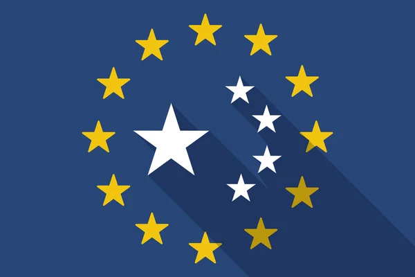 Bandeira de sombra longa da União Europeia com a bandeira de cinco estrelas da China — Vetor de Stock