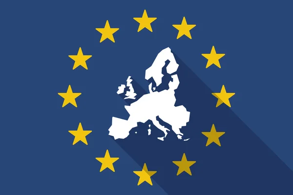 Bandeira-sombra da União Europeia com um mapa da Europa — Vetor de Stock