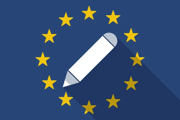 Bandeira-sombra da União Europeia com um lápis — Vetor de Stock