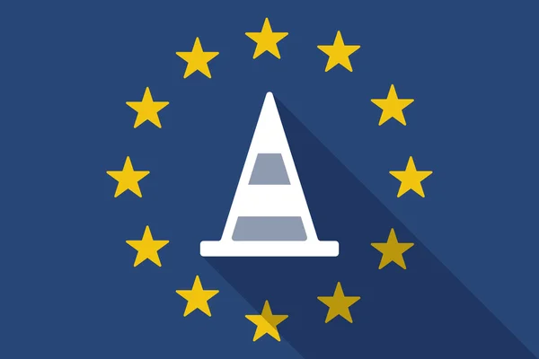 Σημαία της Ευρωπαϊκής Ένωσης πολύ σκιά με κώνο δρόμο — Διανυσματικό Αρχείο