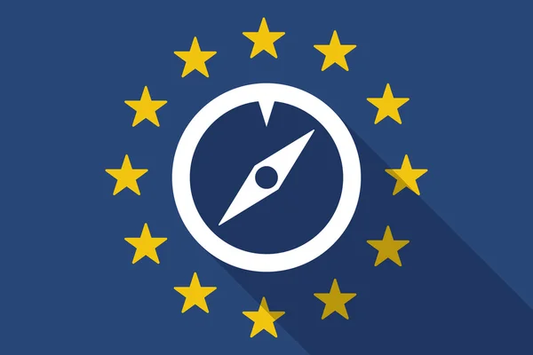 Σημαία της Ευρωπαϊκής Ένωσης πολύ σκιά με μια πυξίδα — Διανυσματικό Αρχείο