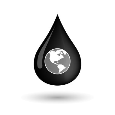 Vektör yağ damla bir Amerika Bölge dünya küre simgesiyle