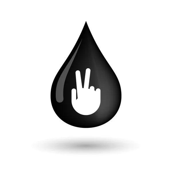 Icono de gota de aceite vectorial con una mano victoria — Vector de stock