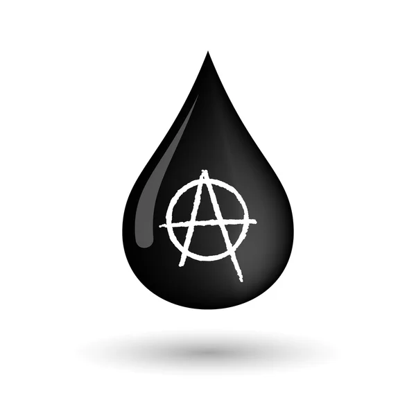 Vector oil drop icon with an anarchy sign — Stock Vector