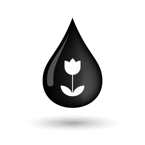 Vector oil drop icon with a tulip — Stock Vector