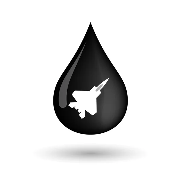 Icono de gota de aceite vectorial con un avión de combate — Vector de stock