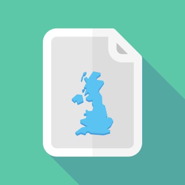 Uzun gölge belge vektör simgesi bir harita İngiltere'nin 