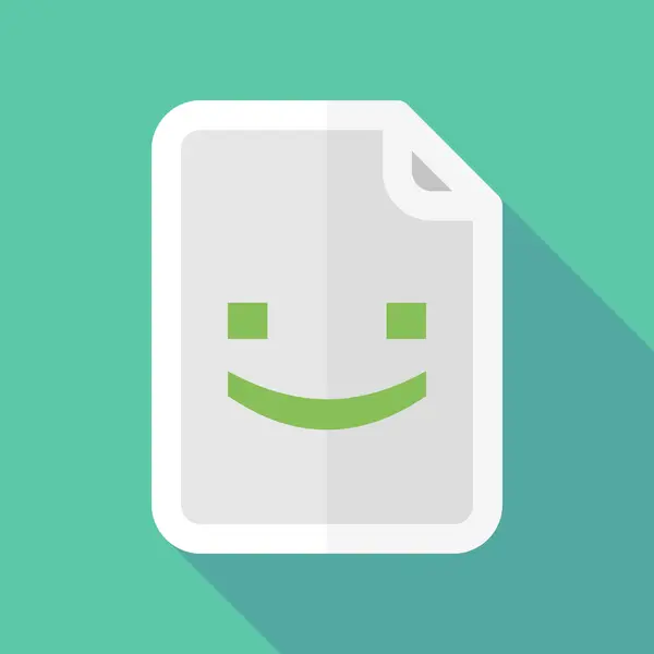 Longue icône vectorielle de document ombre avec un visage de texte sourire — Image vectorielle