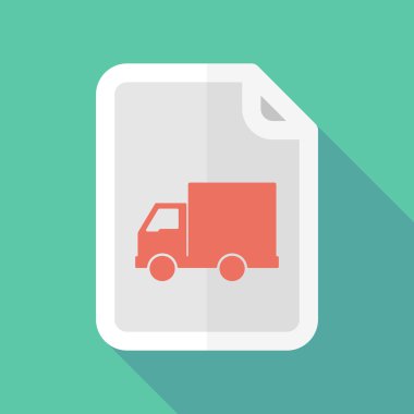 Uzun bir kamyon ile gölge belge vektör simgesi