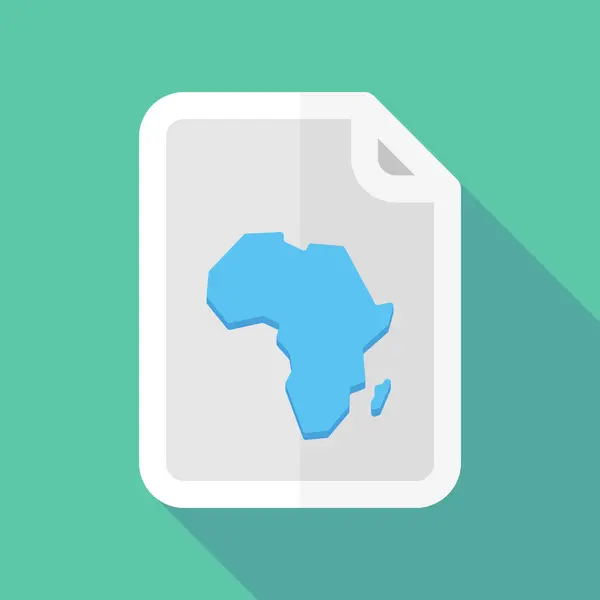 Lange schaduw vector documentpictogram met een kaart van de Afrikaanse cont — Stockvector