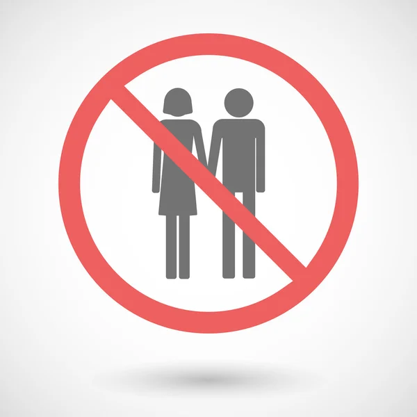 Forbidden vector signal with a heterosexual couple pictogram — Stock Vector