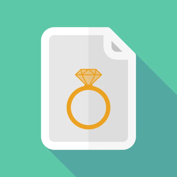 Icona vettoriale lunga del documento ombra con anello di fidanzamento — Vettoriale Stock