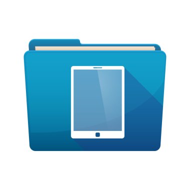 Uzun gölge bağlayıcı bir tablet bilgisayar ile